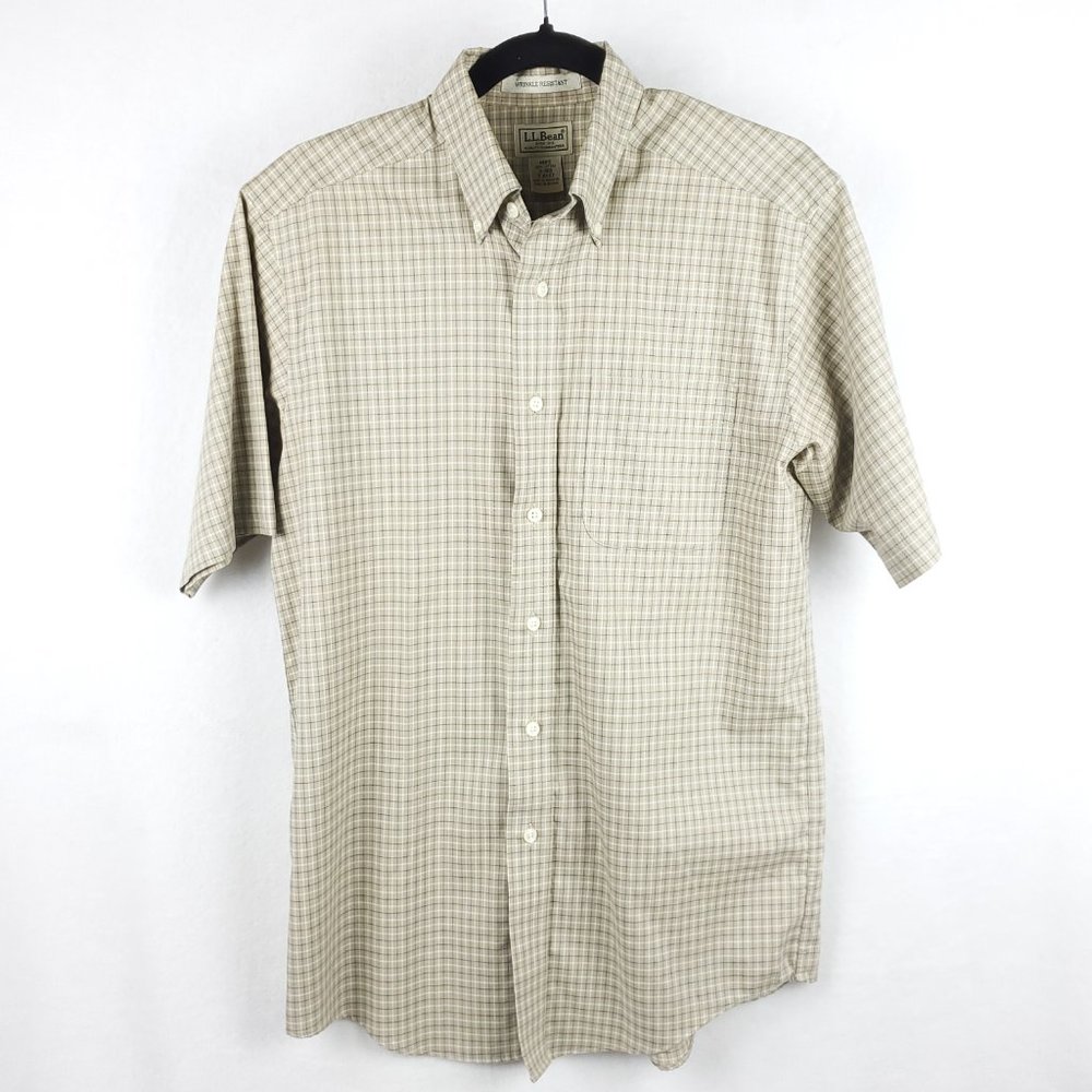 L.L. BEAN | Men’s Plaid Button Down Dress Shirt Wrinkle Resistant size S regular